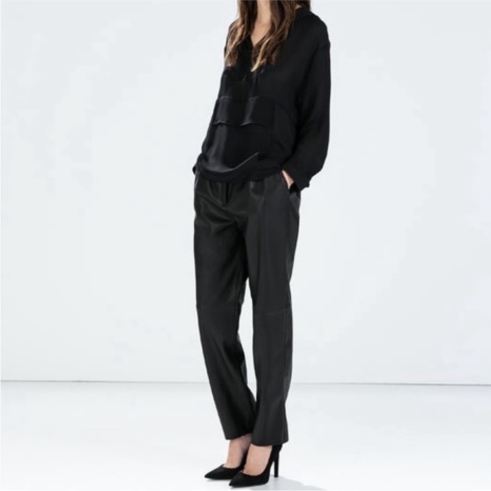 NWT Zara Faux Leather High Waisted Trousers Sz XS